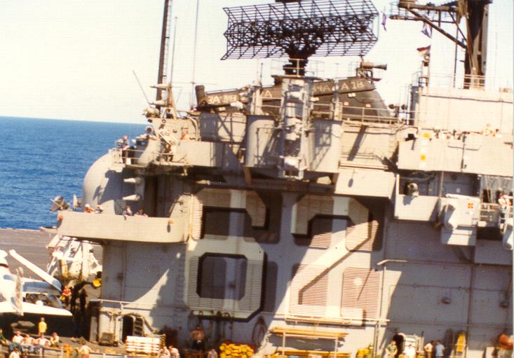 USS Independence island aft from Sea King