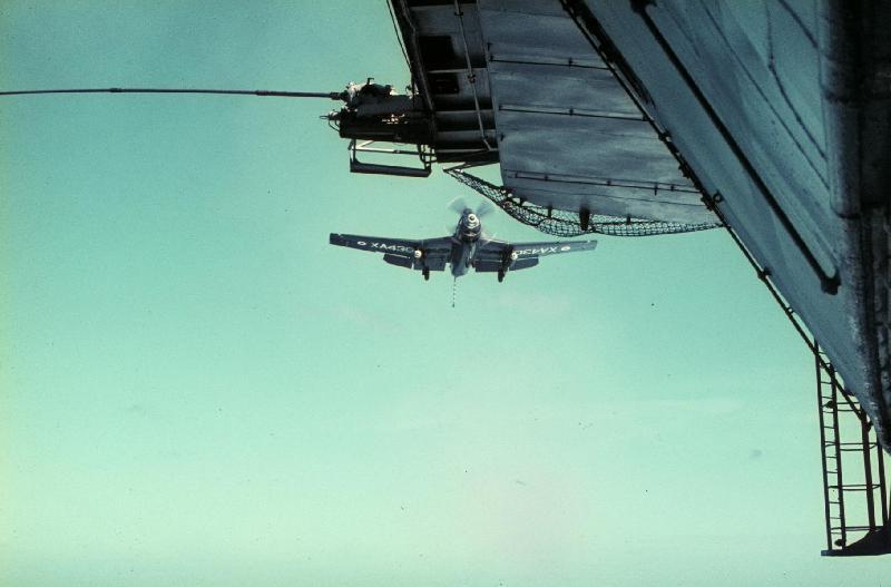 COD Gannet landing shot from Eagle quarterdeck