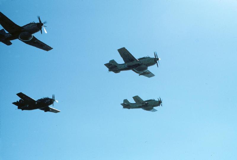 Gannet four ship fly past Eagle single engine