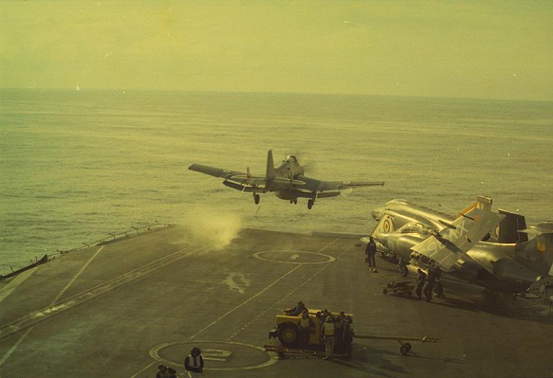 Gannet off bow cat Ark Royal