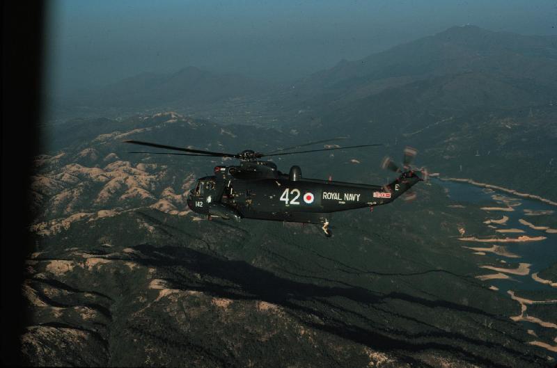 826 Sea King 142 air to air over New Territories