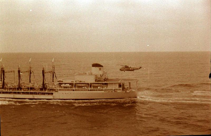 RFA Olna with Sea King landing